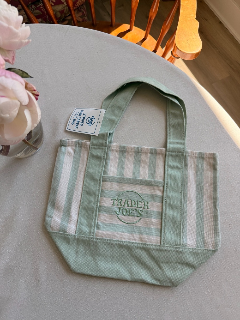 VIRAL 2026 Trader Joe’s Green Stripe Canvas Mini Tote Bag